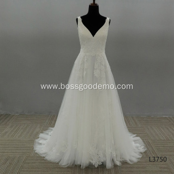 Elegant Vestido De Renda Lace Long Sleeve Wedding Dress Open Back A Line Bridal Gowns